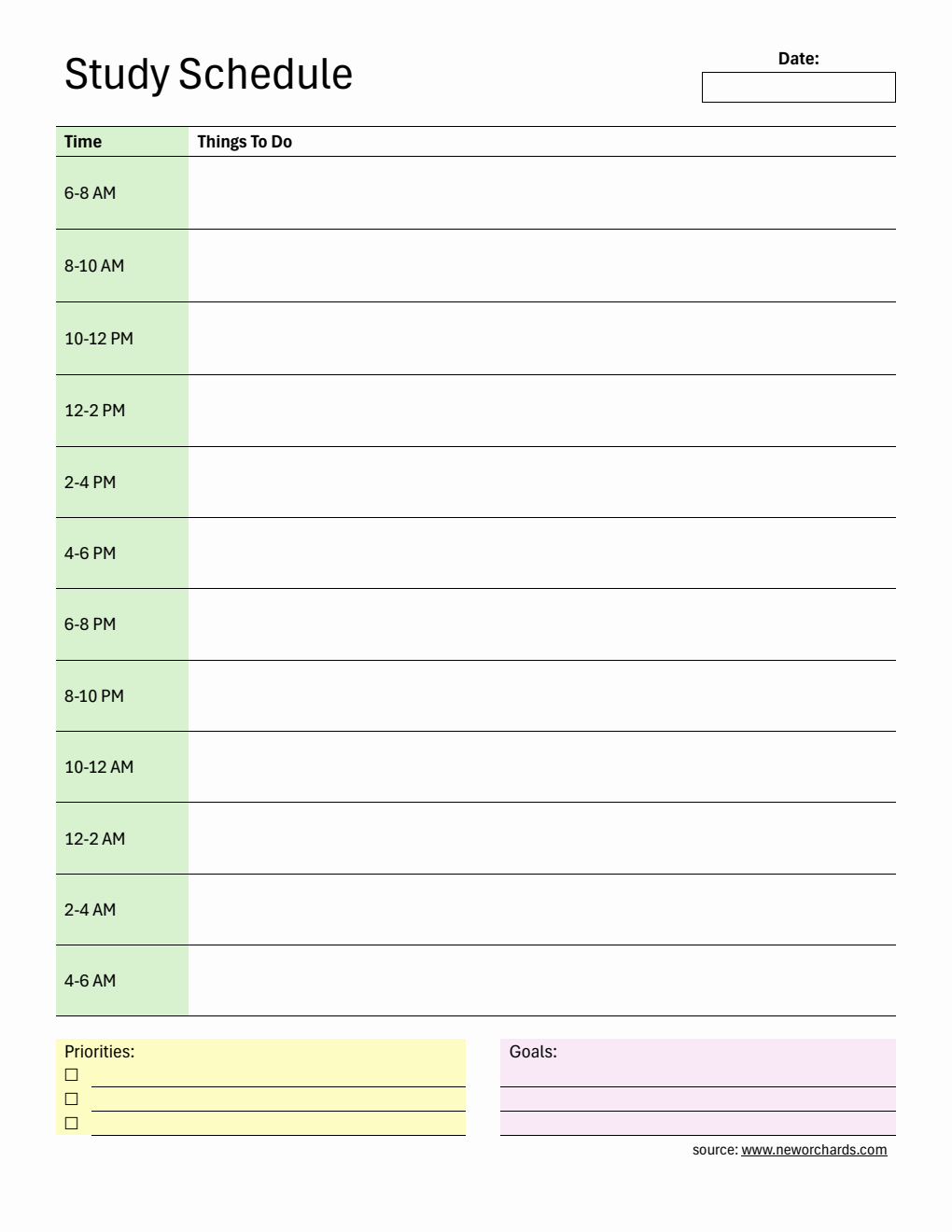 Free  Study Planner in Word